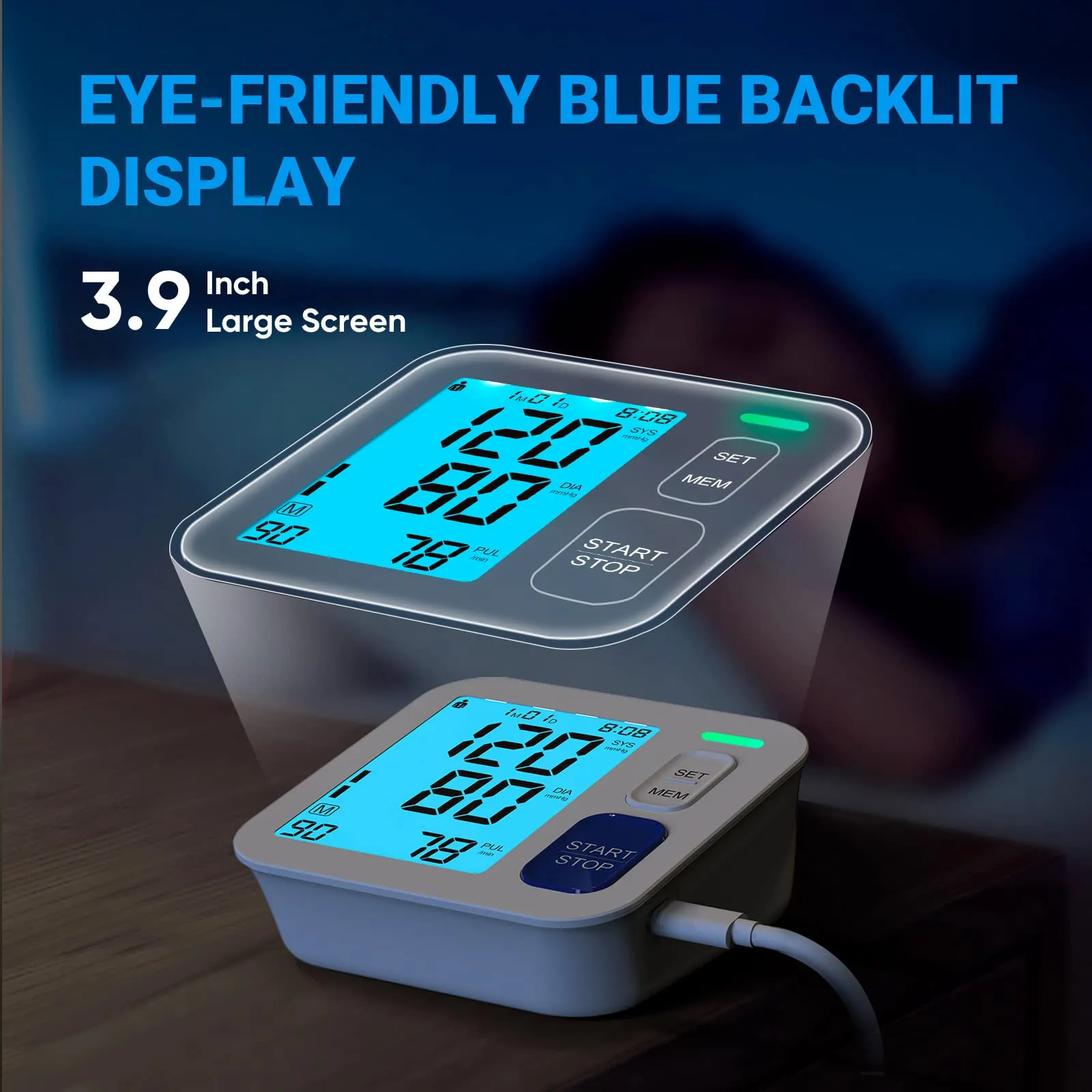 Blood Pressure Monitors for Home Use, 9-17'' & 13-21'' Extra Large Blood Pressure Cuff Upper Arm, Oversized Operation Button &Large Backlit LCD, Automatic BP Machine with USB Cable and 4 AAA Batteries Large & X-Large Cuff