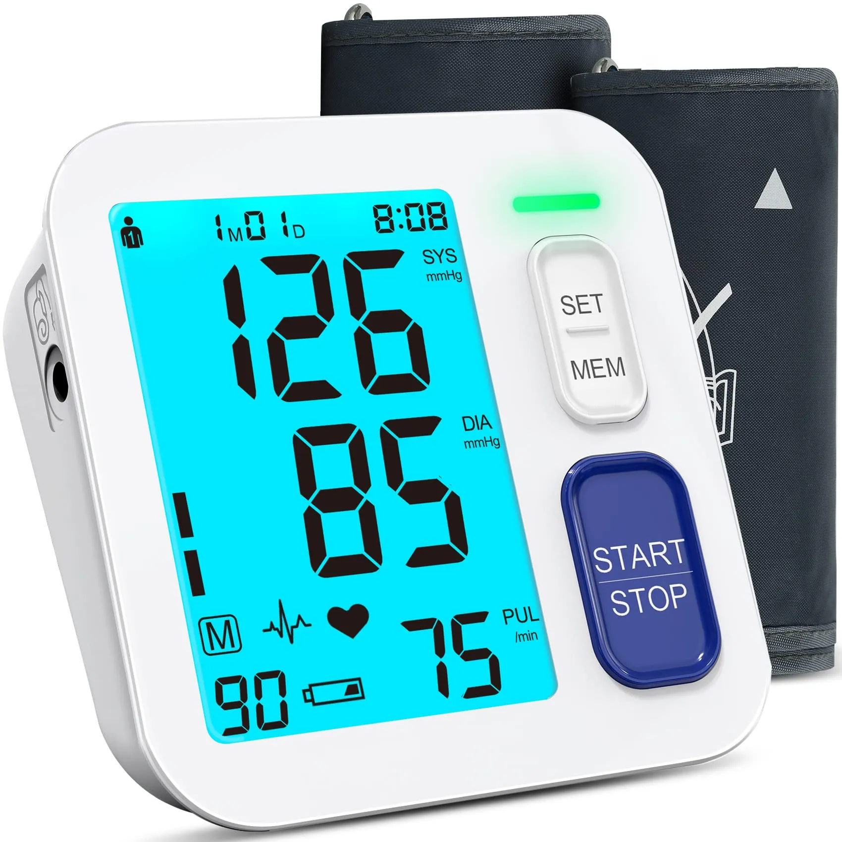Blood Pressure Monitors for Home Use, 9-17'' & 13-21'' Extra Large Blood Pressure Cuff Upper Arm, Oversized Operation Button &Large Backlit LCD, Automatic BP Machine with USB Cable and 4 AAA Batteries Large & X-Large Cuff