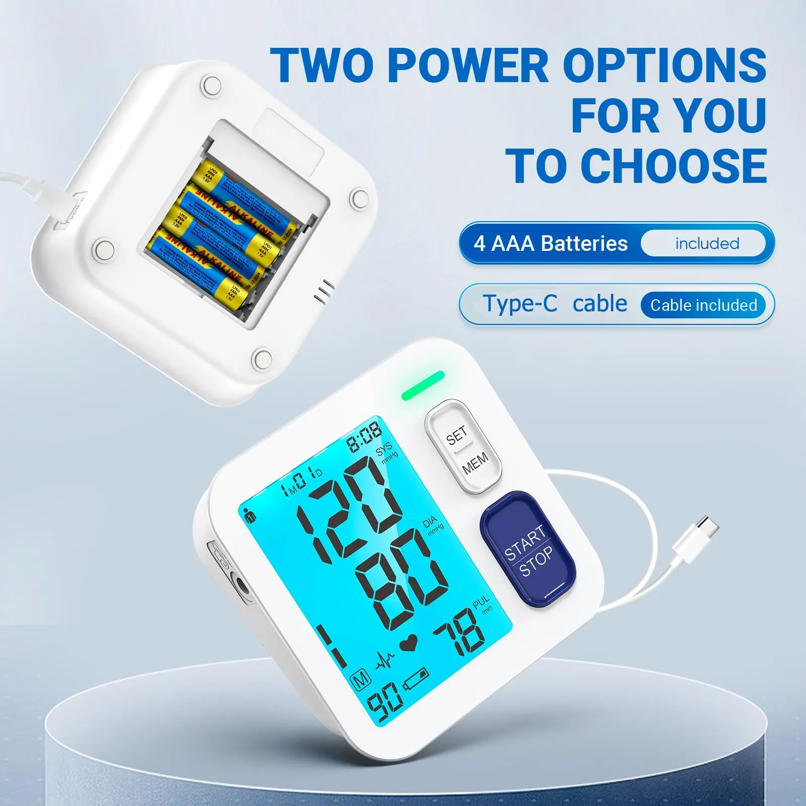 Blood Pressure Monitors for Home Use, 9-17'' & 13-21'' Extra Large Blood Pressure Cuff Upper Arm, Oversized Operation Button &Large Backlit LCD, Automatic BP Machine with USB Cable and 4 AAA Batteries Large & X-Large Cuff