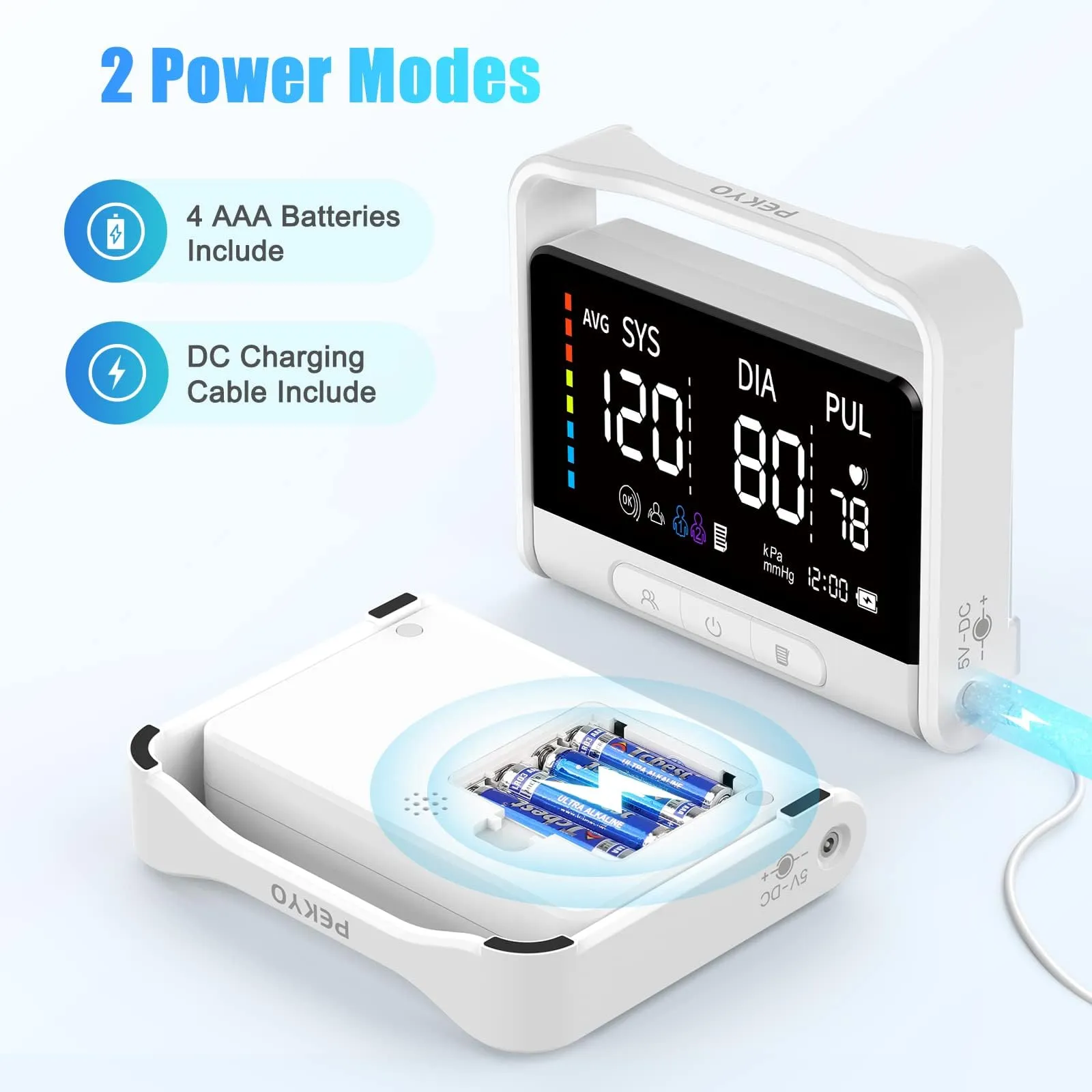 Blood Pressure Monitors for Home Use, Automatic Upper Arm Blood Pressure Monitor 4.5-inch Large Display, Rechargeable Blood Pressure Machine with Wide Range Cuff 8.7”-16.5”, Stores Up to 198 Readings