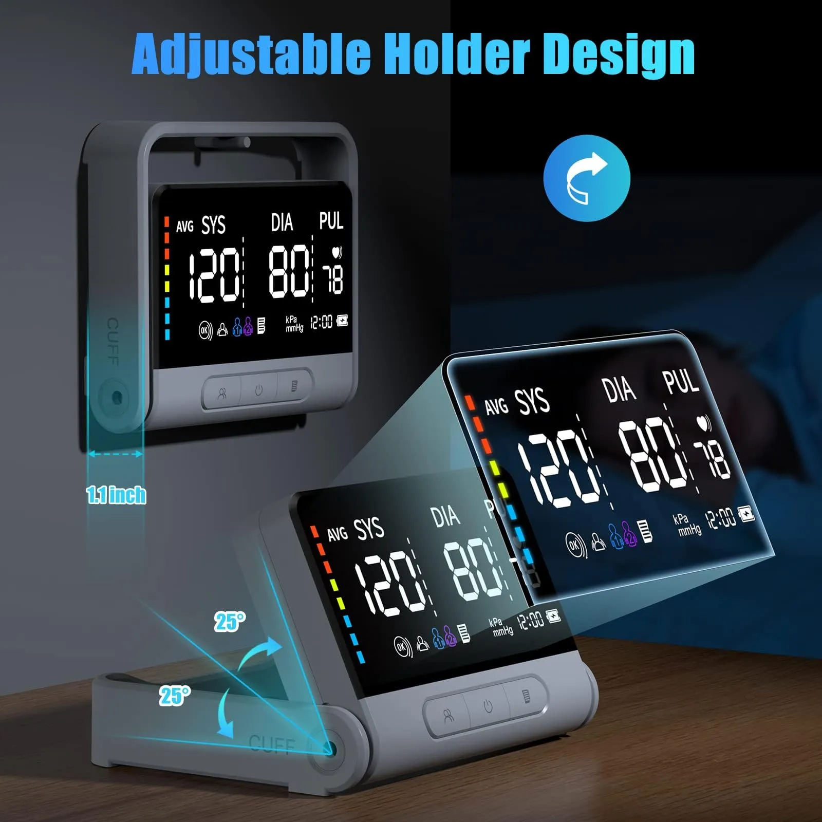 Blood Pressure Monitors for Home Use, Automatic Upper Arm Blood Pressure Monitor 4.5-inch Large Display, Rechargeable Blood Pressure Machine with Wide Range Cuff 8.7”-16.5”, Stores Up to 198 Readings