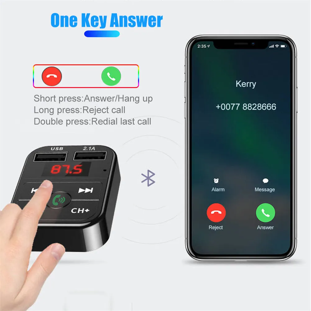Bluetooth-compatible 5.0 Fm Car  Transmitter Wireless Audio