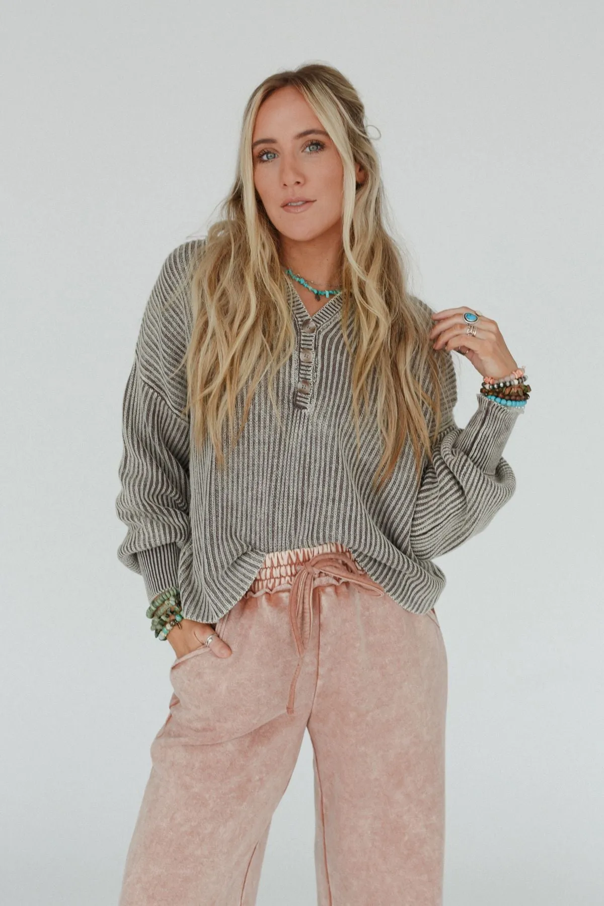 Boheme Button Up Sweater - Mocha
