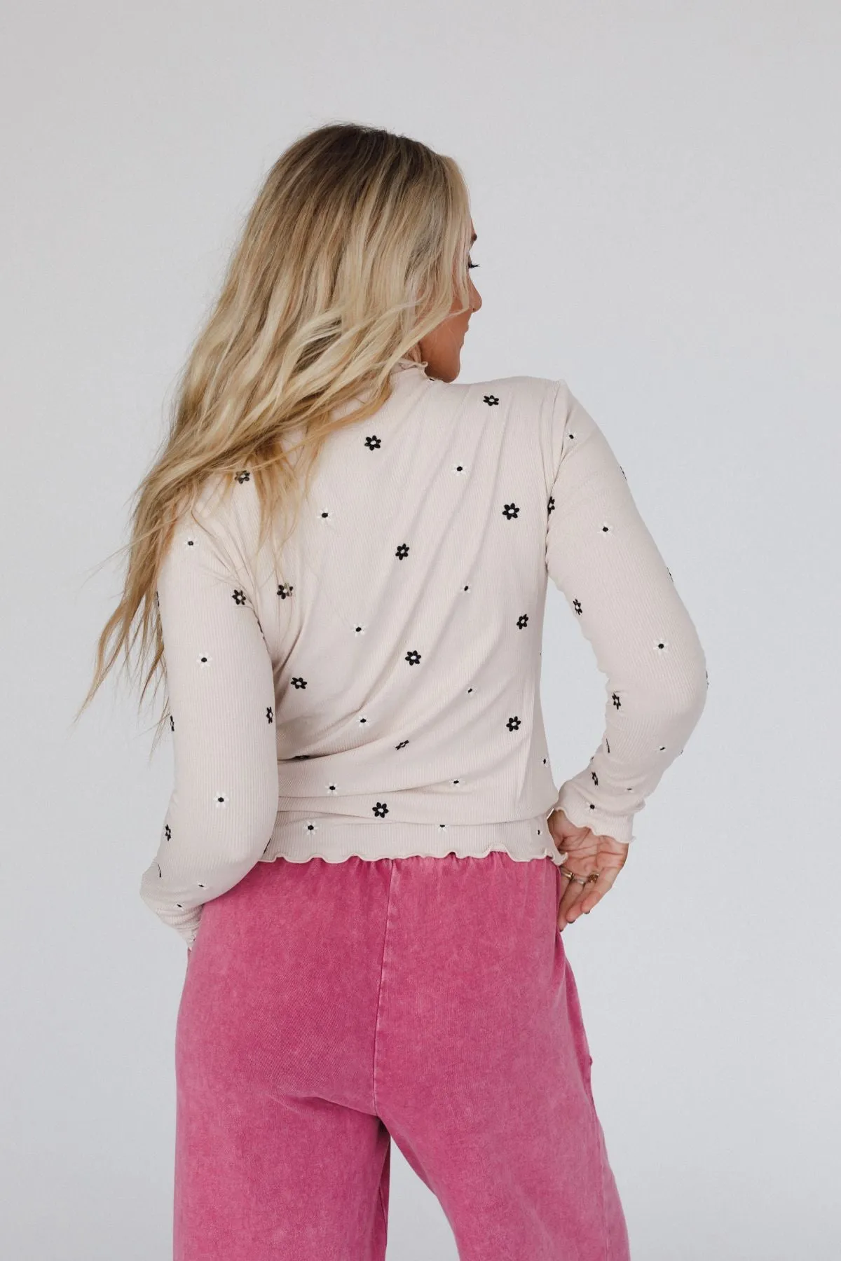 Briana Mock Neck Top - Ecru