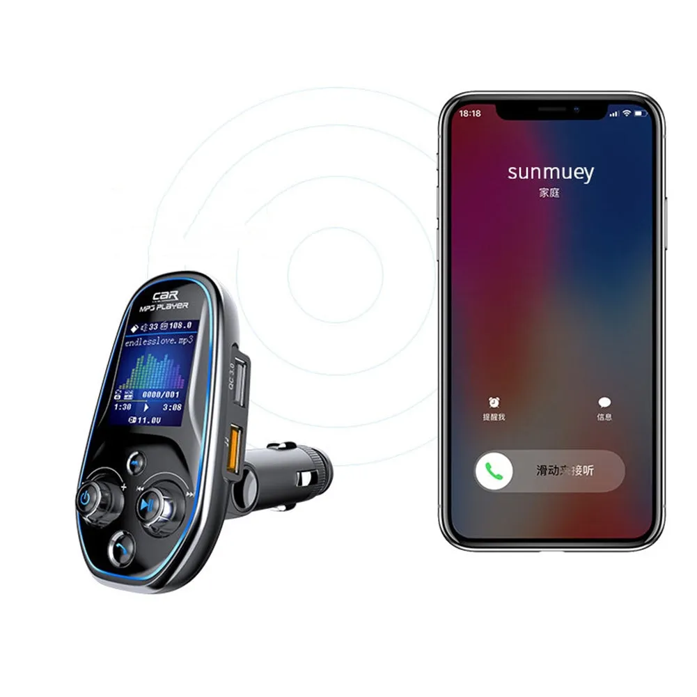 Bt29 Car Bluetooth Mp3 Player 1.44 Tft Color Screen Display Aux