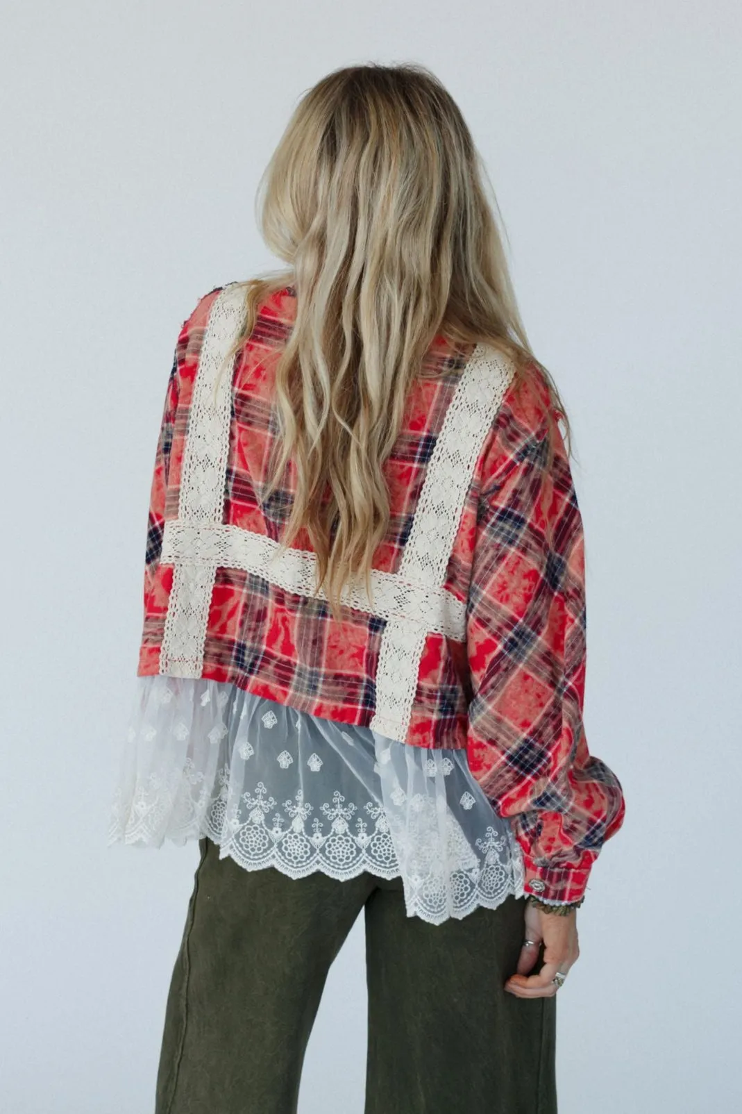 Clementine Plaid Contrast Top - Red