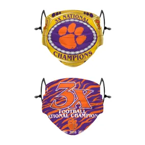 Clemson Tigers NCAA Thematic Champions Adjustable 2 Pack Face Cover
