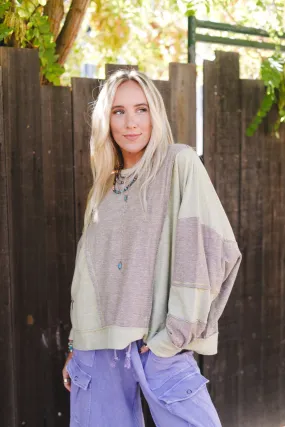 Cool Tones Color Block Top - Mocha
