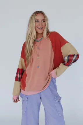 Country Club Color Block Top - Brick