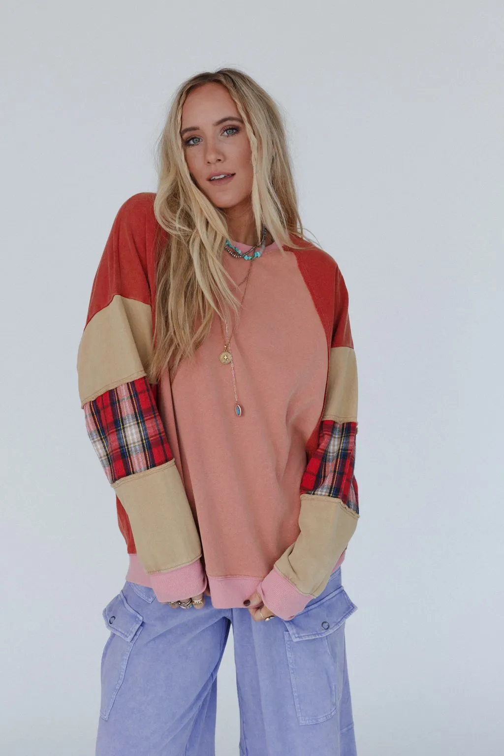 Country Club Color Block Top - Brick
