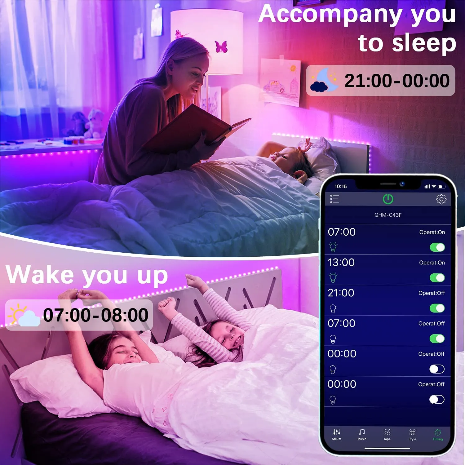 Cozylady Bluetooth LED Strip Lights,50m LED Light Strips Controlled by Smart Phone APP, Music Sync LED Lights Strip for Bedroom Decor, Room Decor, Children's Room（50m）