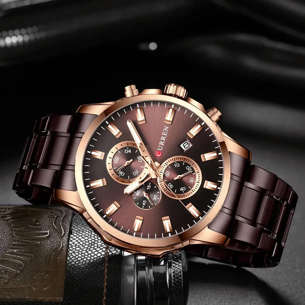 CURREN Original Brand Stainless Steel Band Wrist Watch For Men With Brand (Box & Bag)-8348