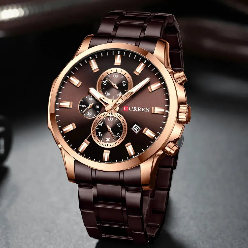 CURREN Original Brand Stainless Steel Band Wrist Watch For Men With Brand (Box & Bag)-8348
