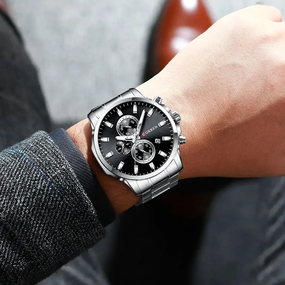 CURREN Original Brand Stainless Steel Band Wrist Watch For Men With Brand (Box & Bag)-8348