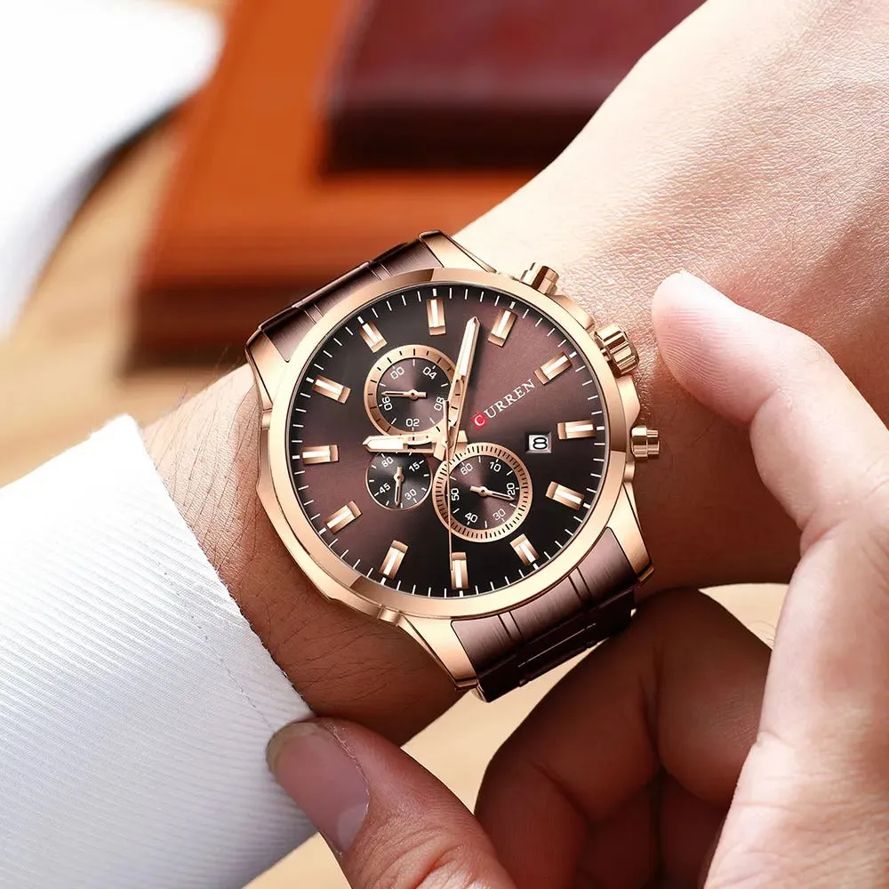 CURREN Original Brand Stainless Steel Band Wrist Watch For Men With Brand (Box & Bag)-8348