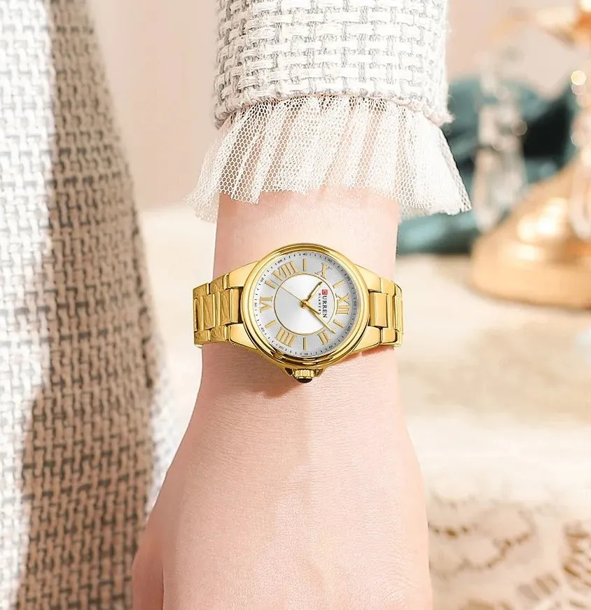 CURREN Original Brand Stainless Steel Band Wrist Watch For Women Wth Brand (Box & Bag)-9091