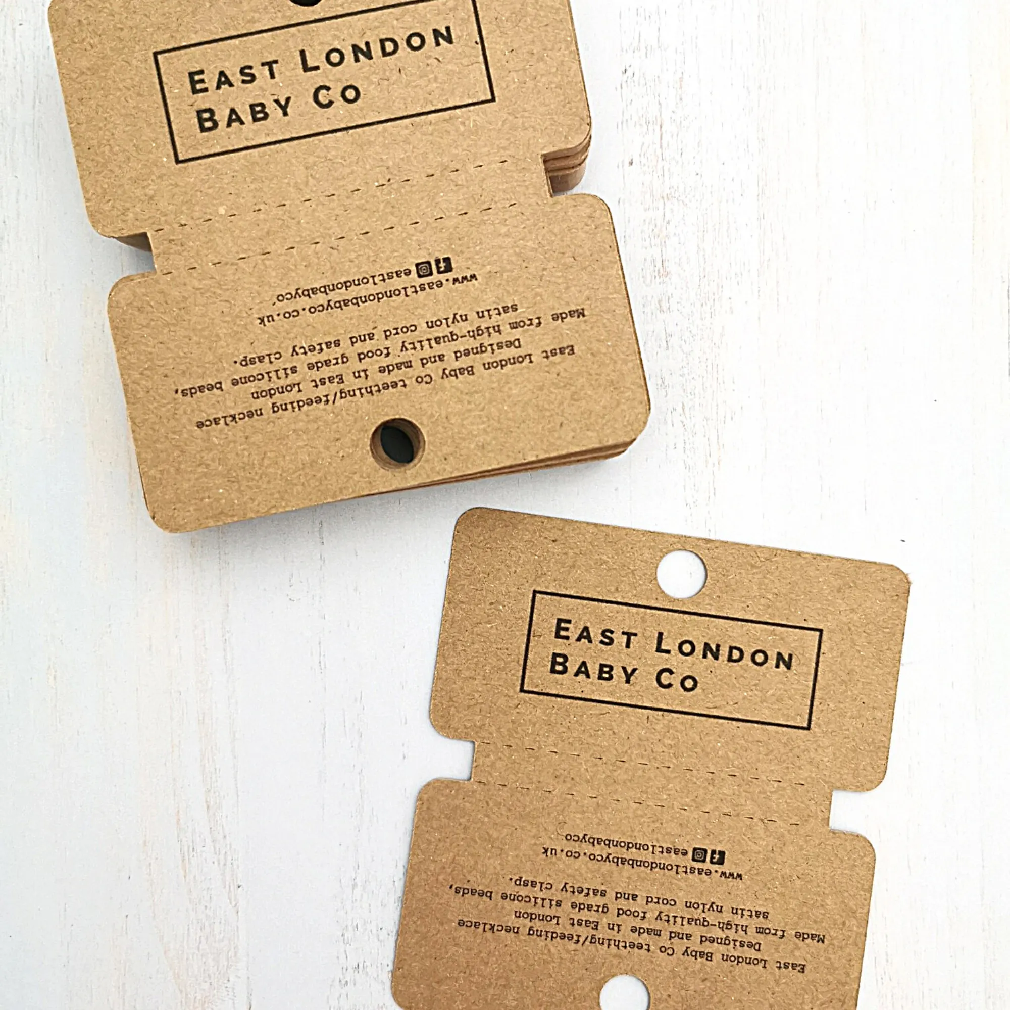 Custom printed folded display cards 76.2mm x 85.55mm for necklaces, scrunchies, headbands