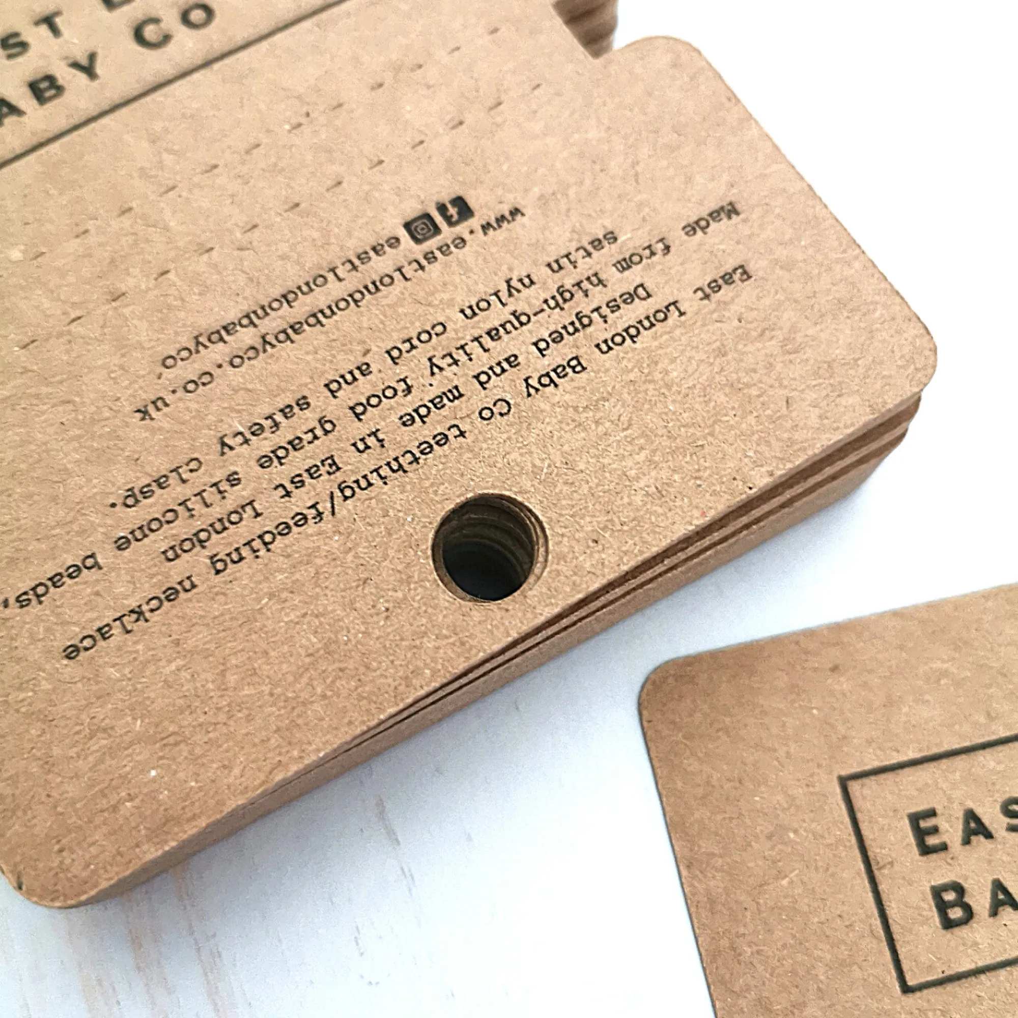 Custom printed folded display cards 76.2mm x 85.55mm for necklaces, scrunchies, headbands