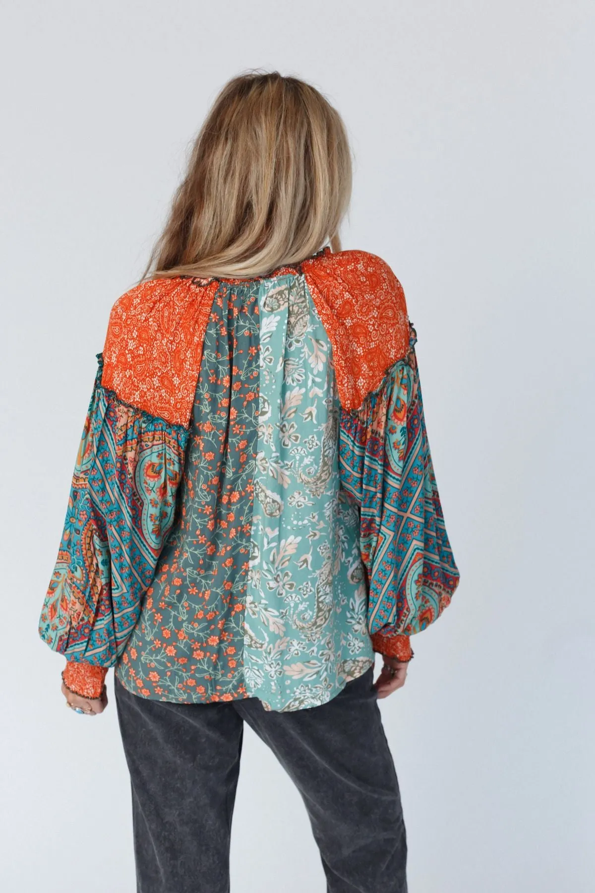 Danielle Mixed Floral Printed Top - Mint