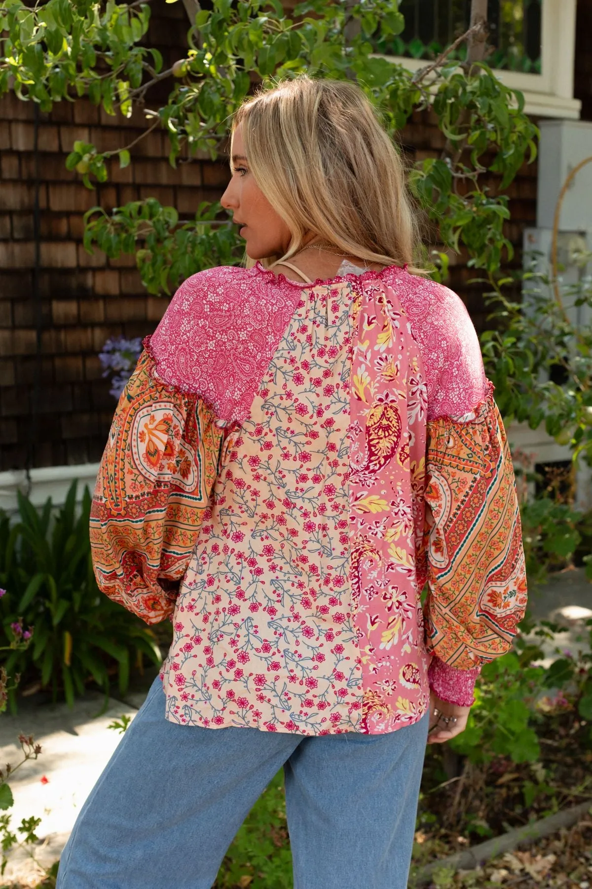 Danielle Mixed Floral Printed Top - Pink
