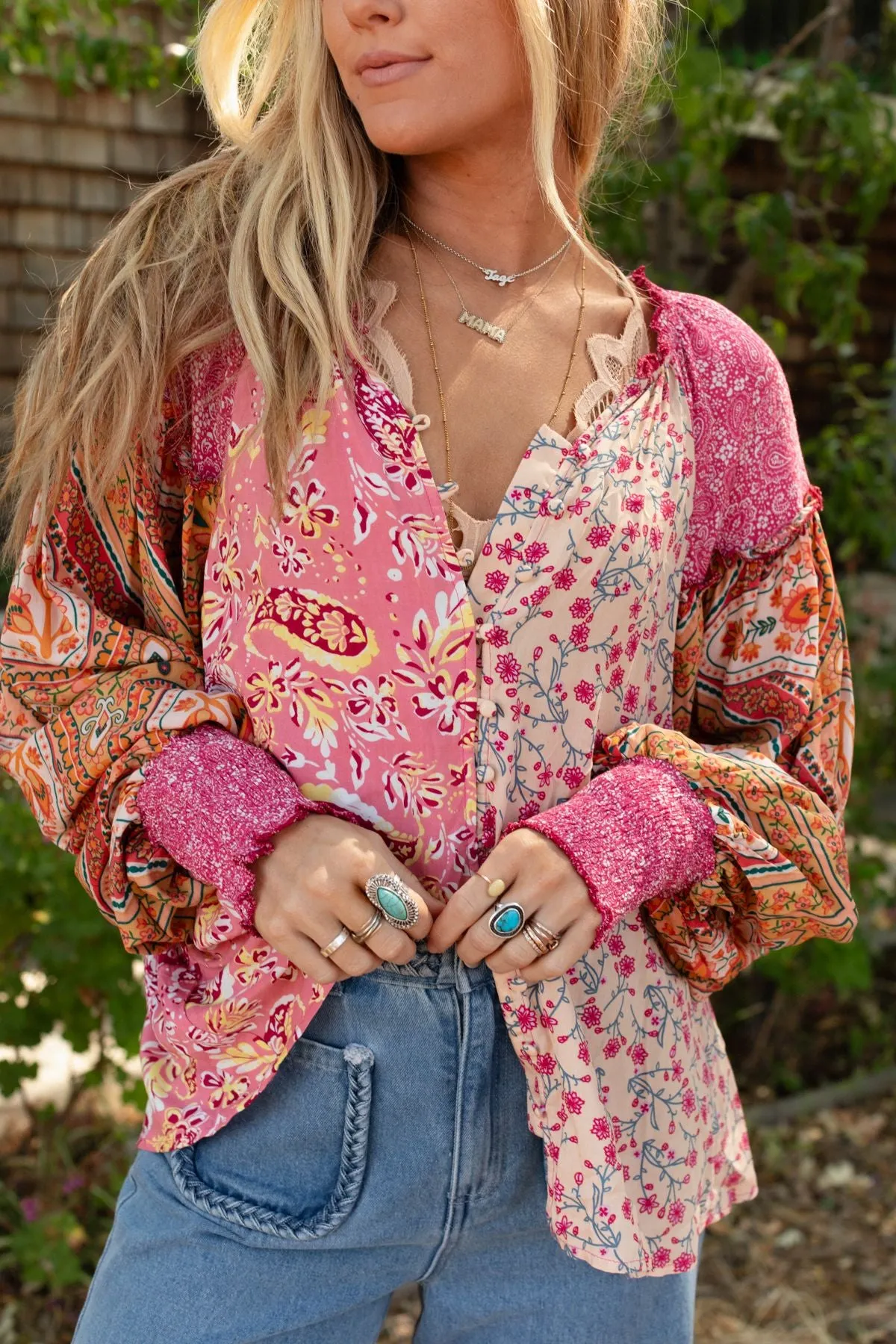 Danielle Mixed Floral Printed Top - Pink