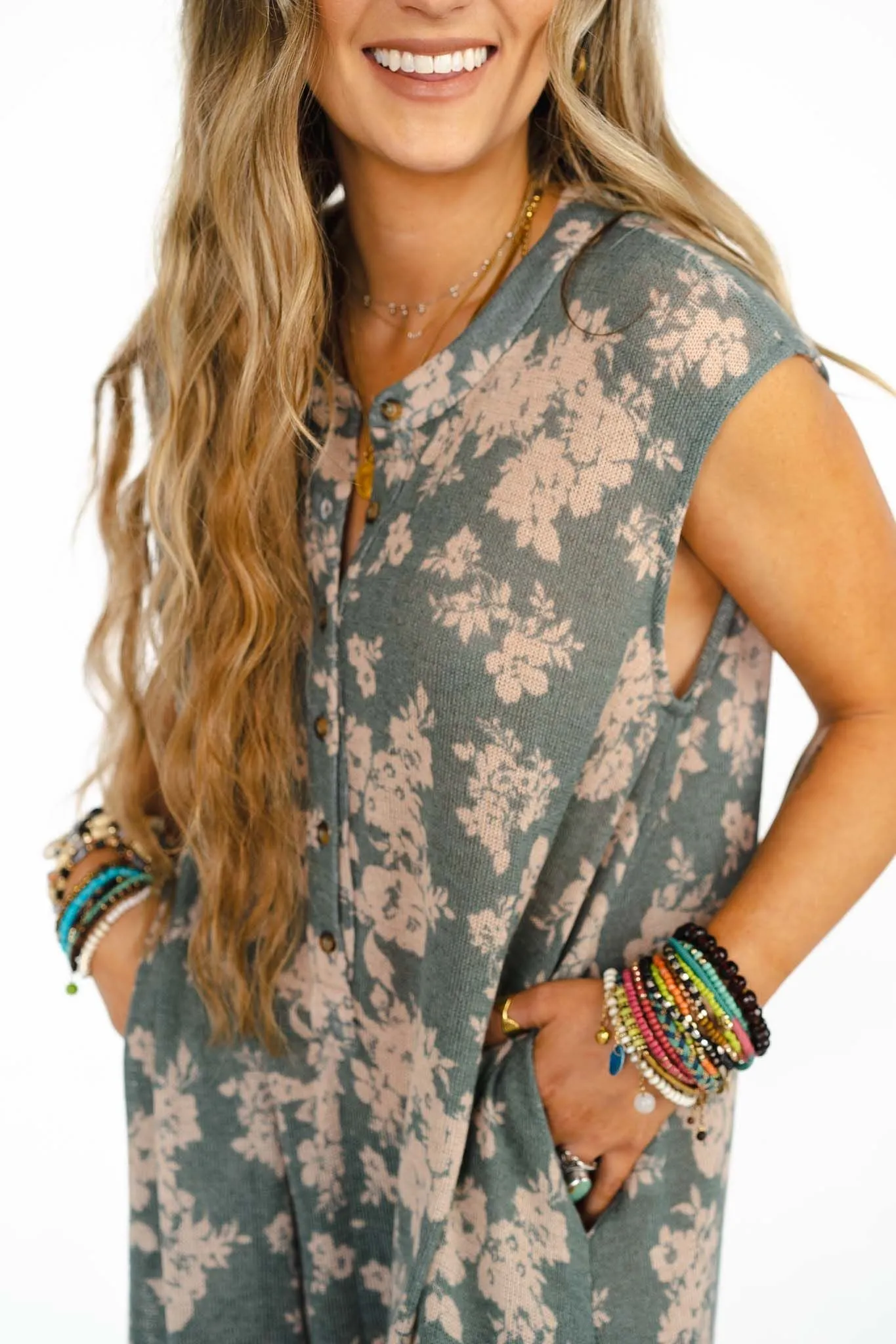 Daphne Floral Print Jumpsuit - Olive