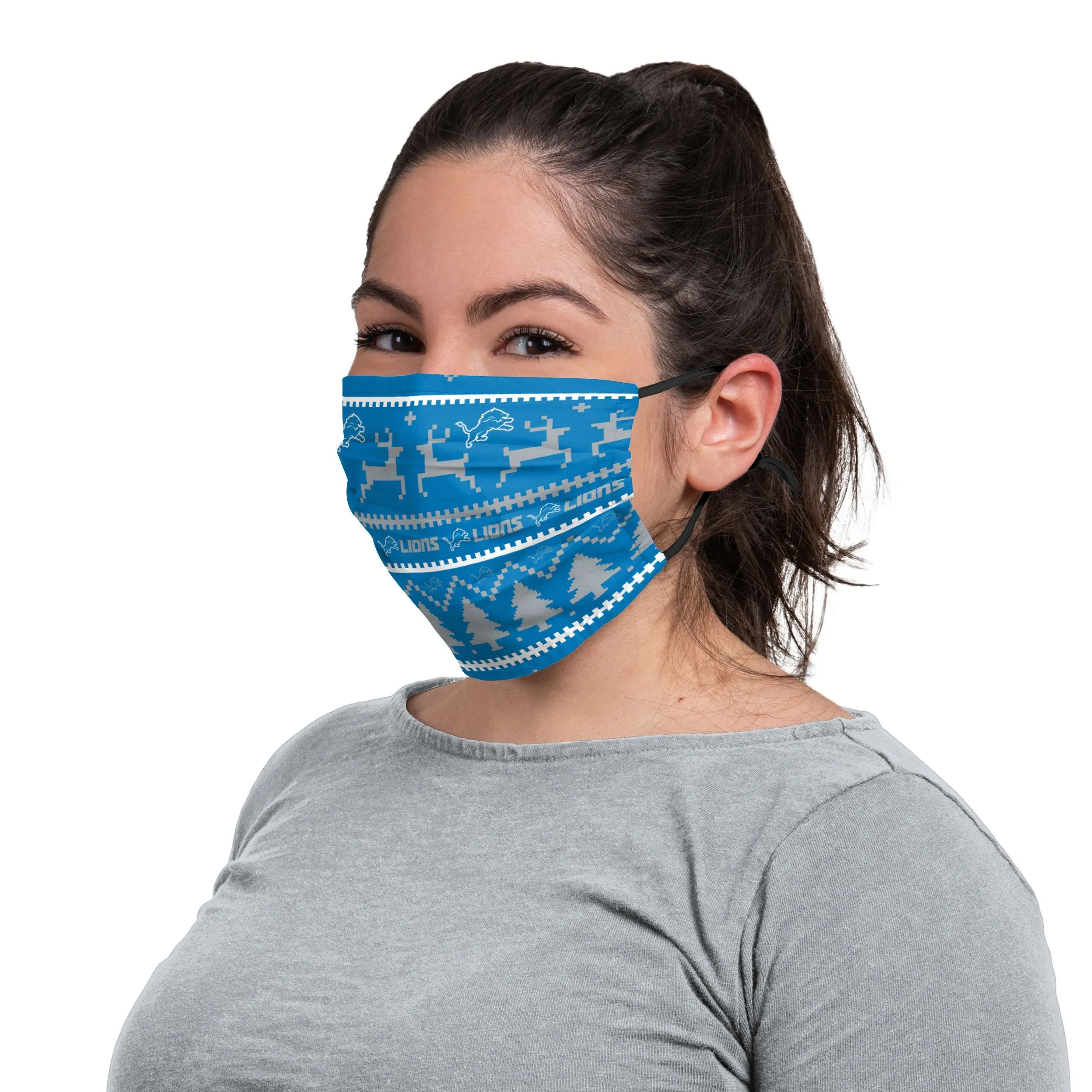 Detroit Lions NFL Wordmark Holiday Adjustable Face Cover