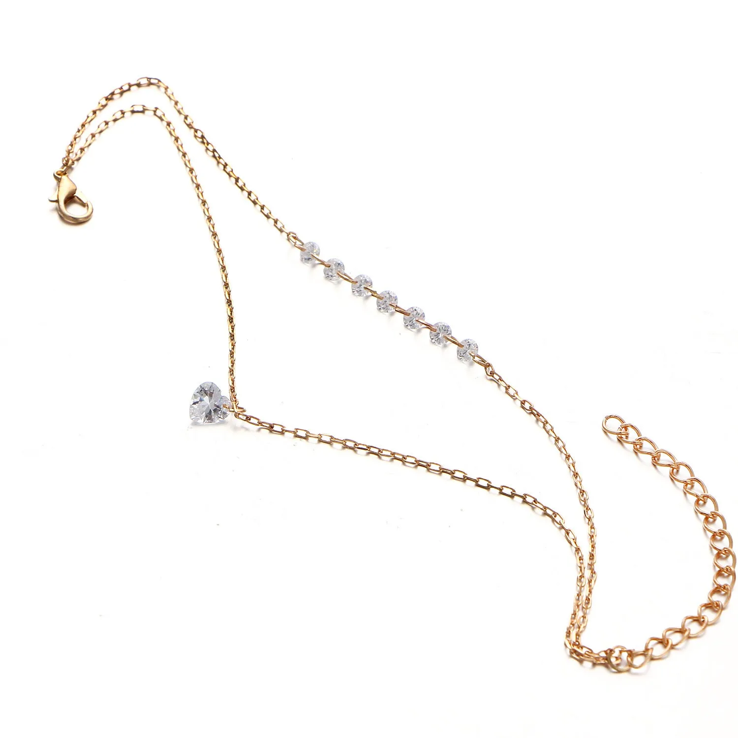 Double heart-shaped crystal bracelet
