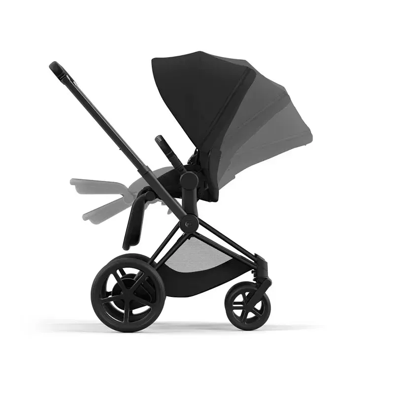 ePriam 2 Stroller   Carry Cot Bundle - Matte Black Frame w/ Deep Black Seat