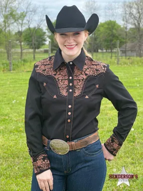 Floral Tooled Western Shirt ~ Bronze~ Only X-Large