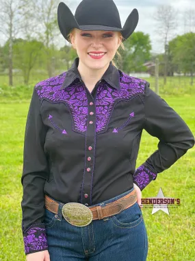 Floral Tooled Western Shirt ~ Purple~ Only Large