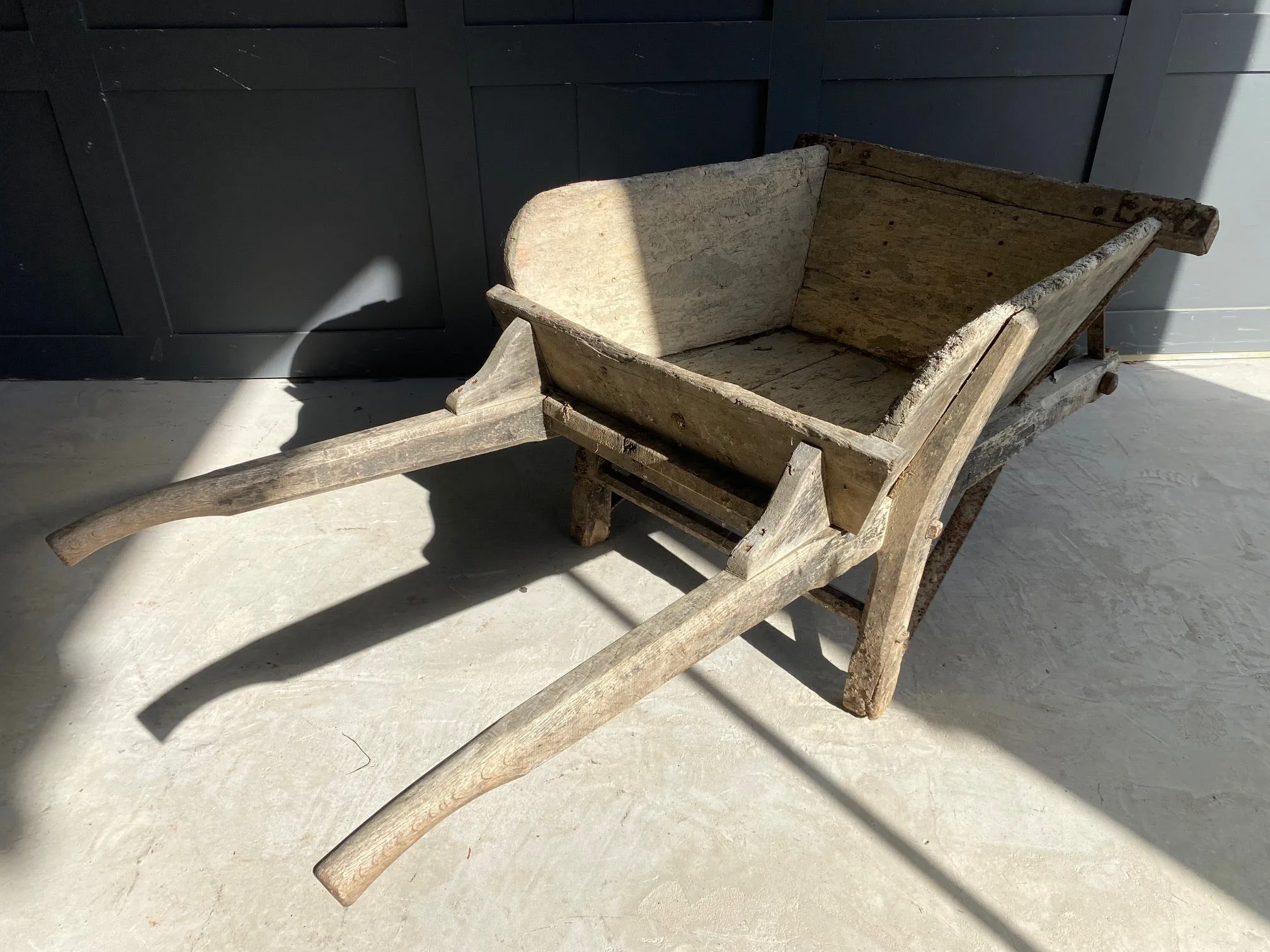 French rustic wooden wheelbarrow