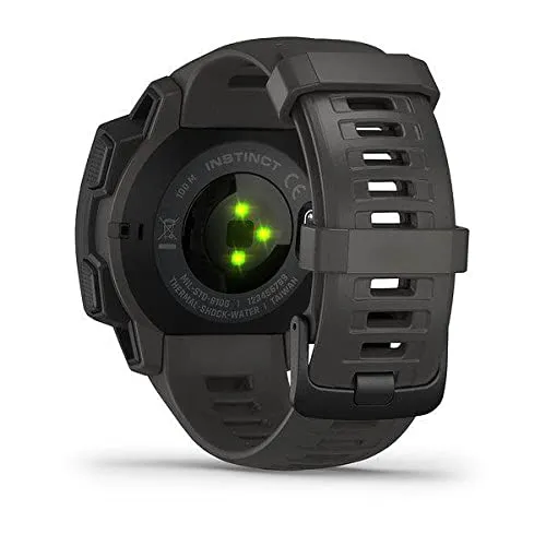 Garmin Instinct, Rugged Outdoor Watch with GPS, Features Glonass and Galileo, Heart Rate Monitoring and 3-Axis Compass, Graphite