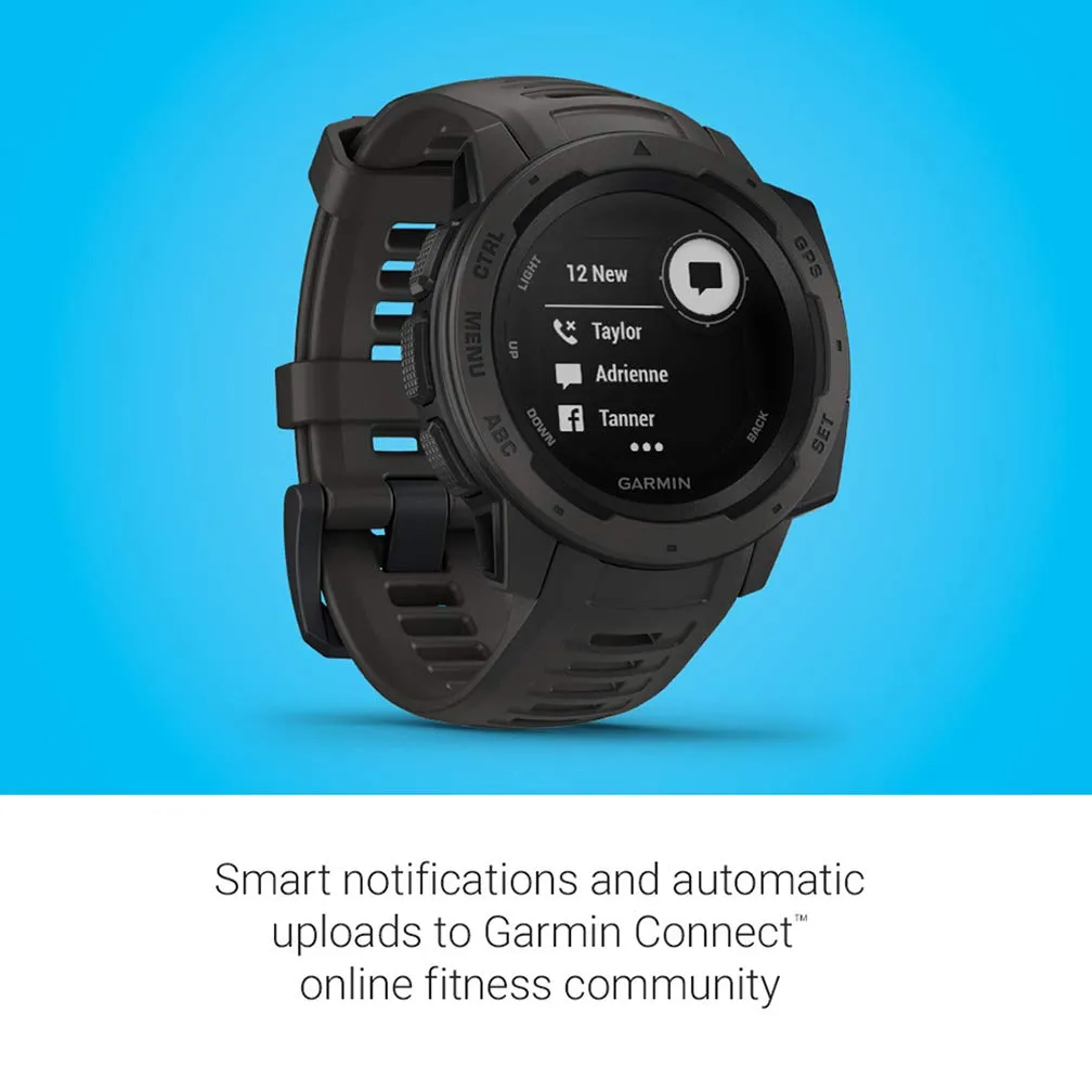 Garmin Instinct, Rugged Outdoor Watch with GPS, Features Glonass and Galileo, Heart Rate Monitoring and 3-Axis Compass, Graphite