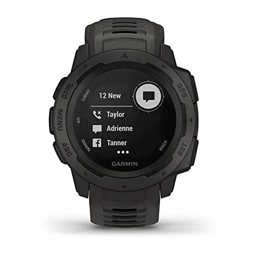 Garmin Instinct, Rugged Outdoor Watch with GPS, Features Glonass and Galileo, Heart Rate Monitoring and 3-Axis Compass, Graphite