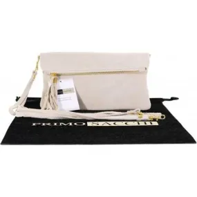 Giuliana-Light Beige Soft Suede Clutch, Wrist & Shoulder Bag