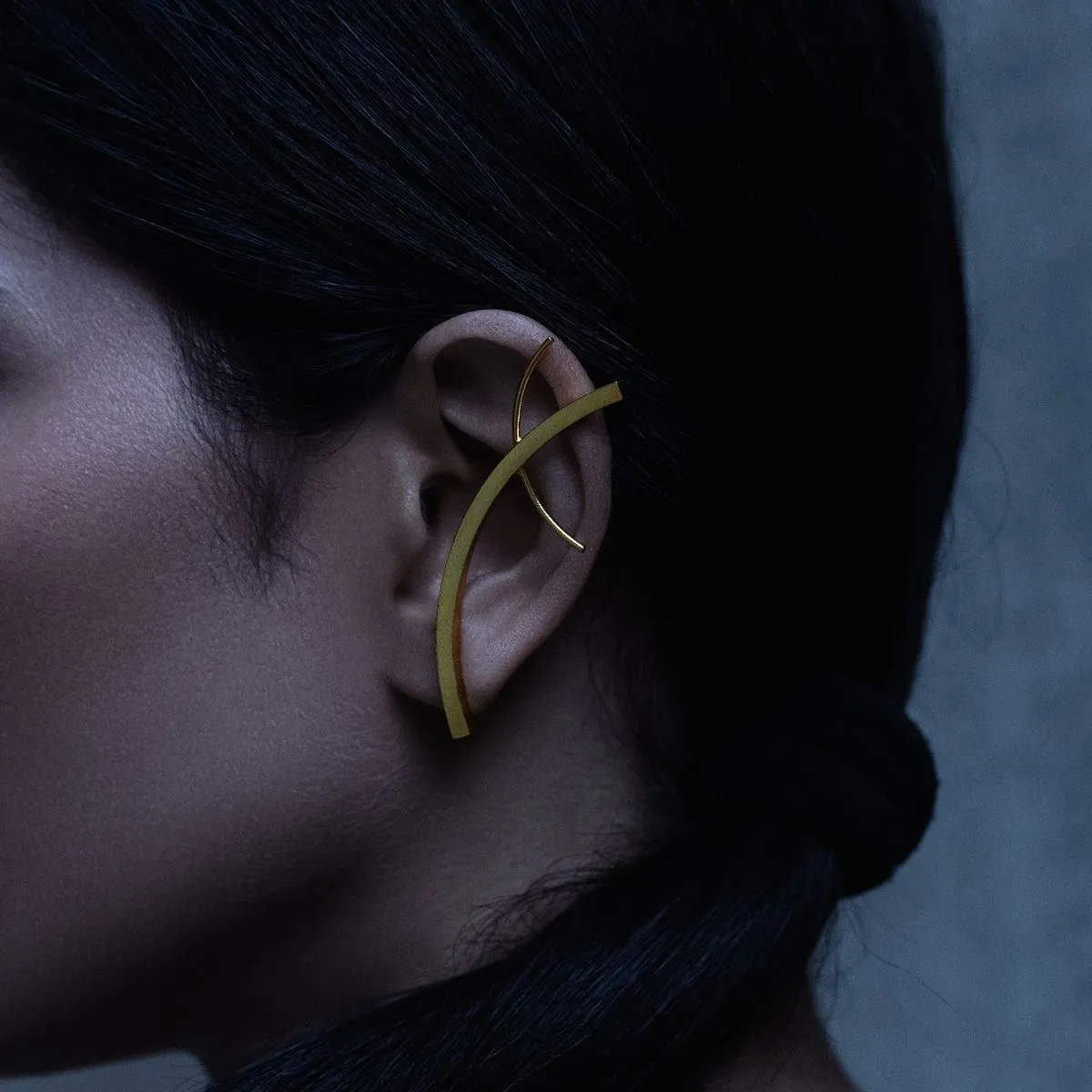 Gold Finish Brass Ear Cuff | Contemporary Design | Modern Smart Accessory