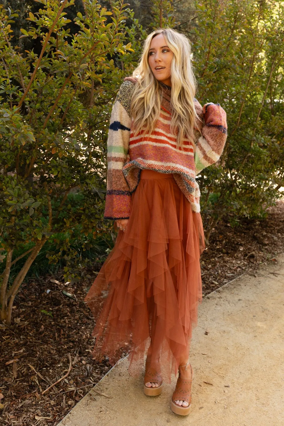 Got To Be Me Striped Sweater - Rust
