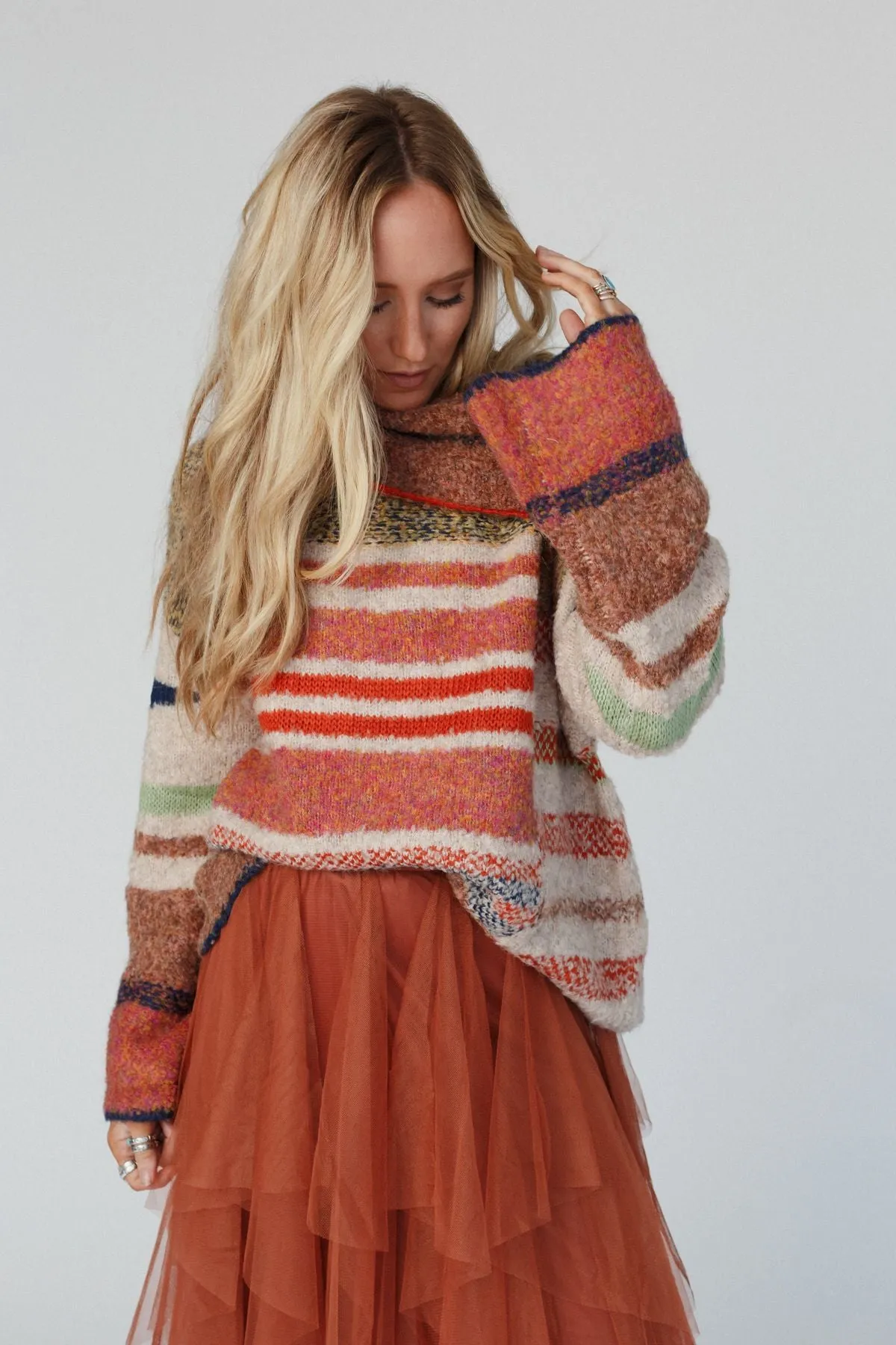 Got To Be Me Striped Sweater - Rust