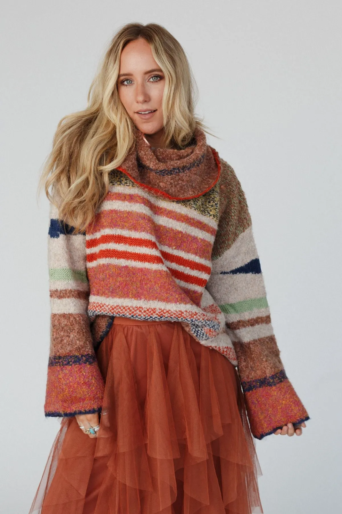 Got To Be Me Striped Sweater - Rust