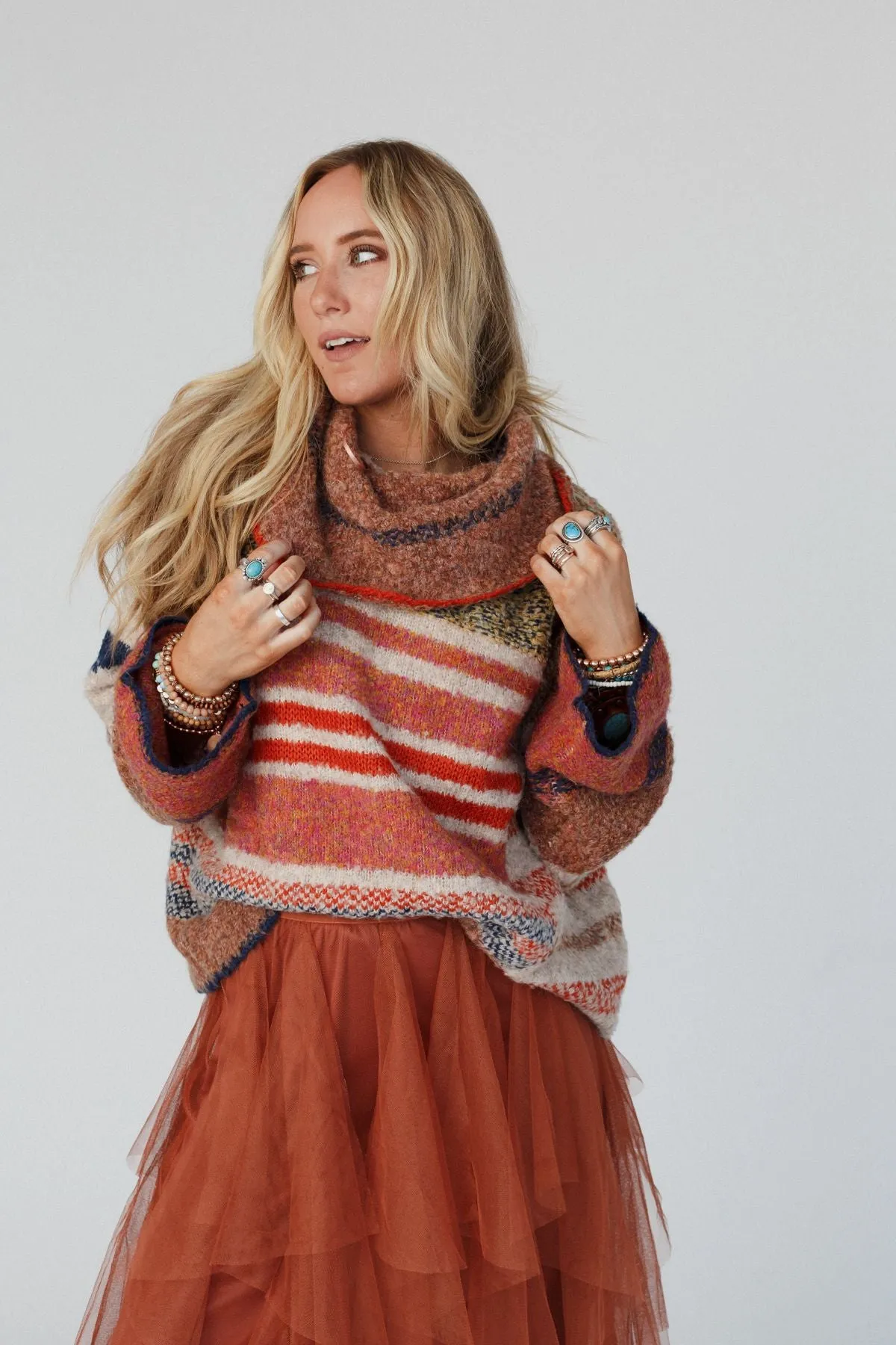 Got To Be Me Striped Sweater - Rust