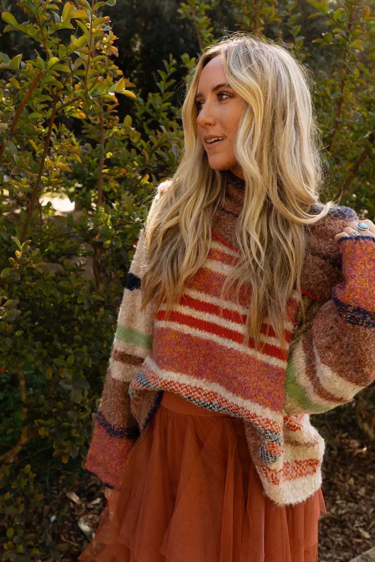 Got To Be Me Striped Sweater - Rust