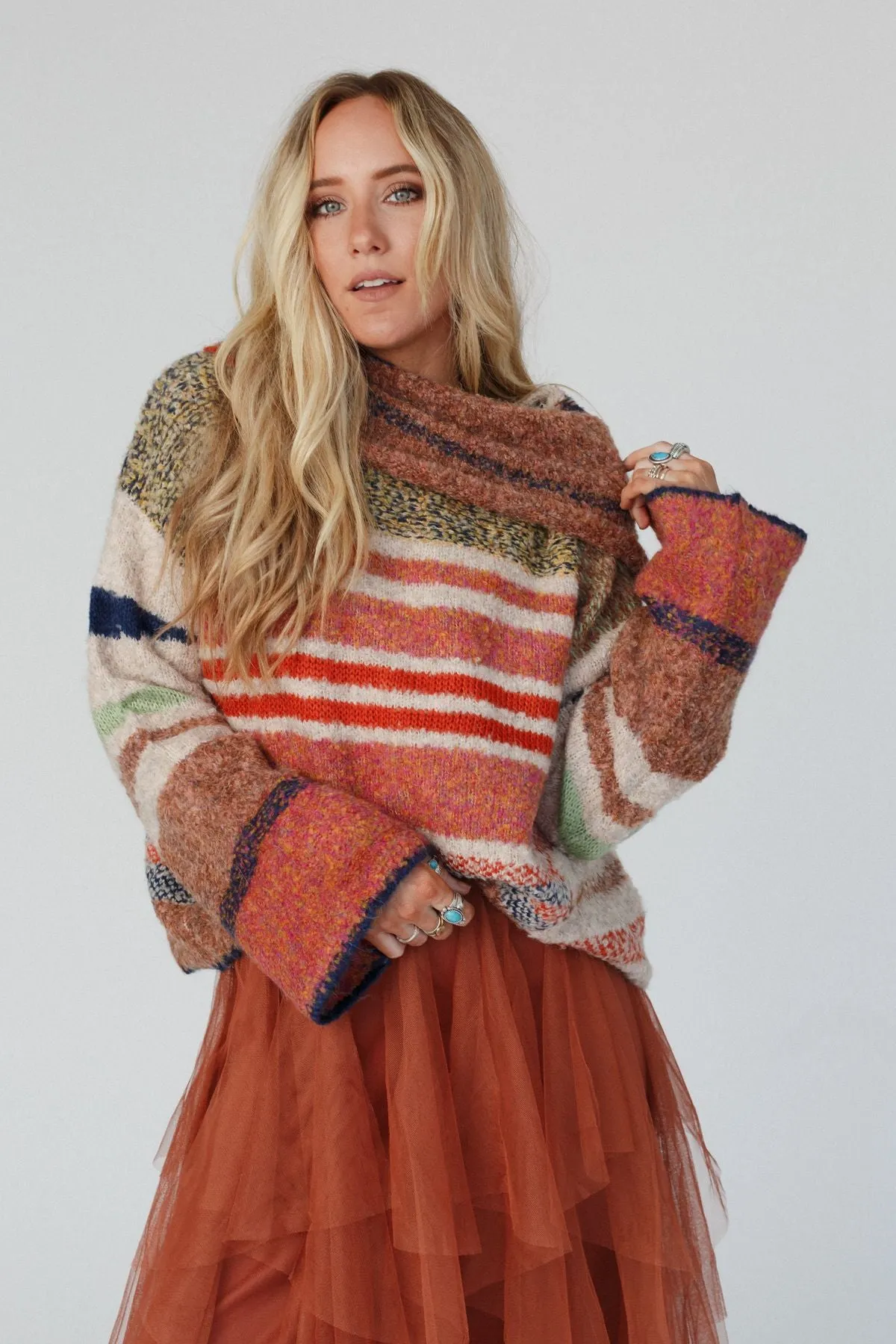 Got To Be Me Striped Sweater - Rust