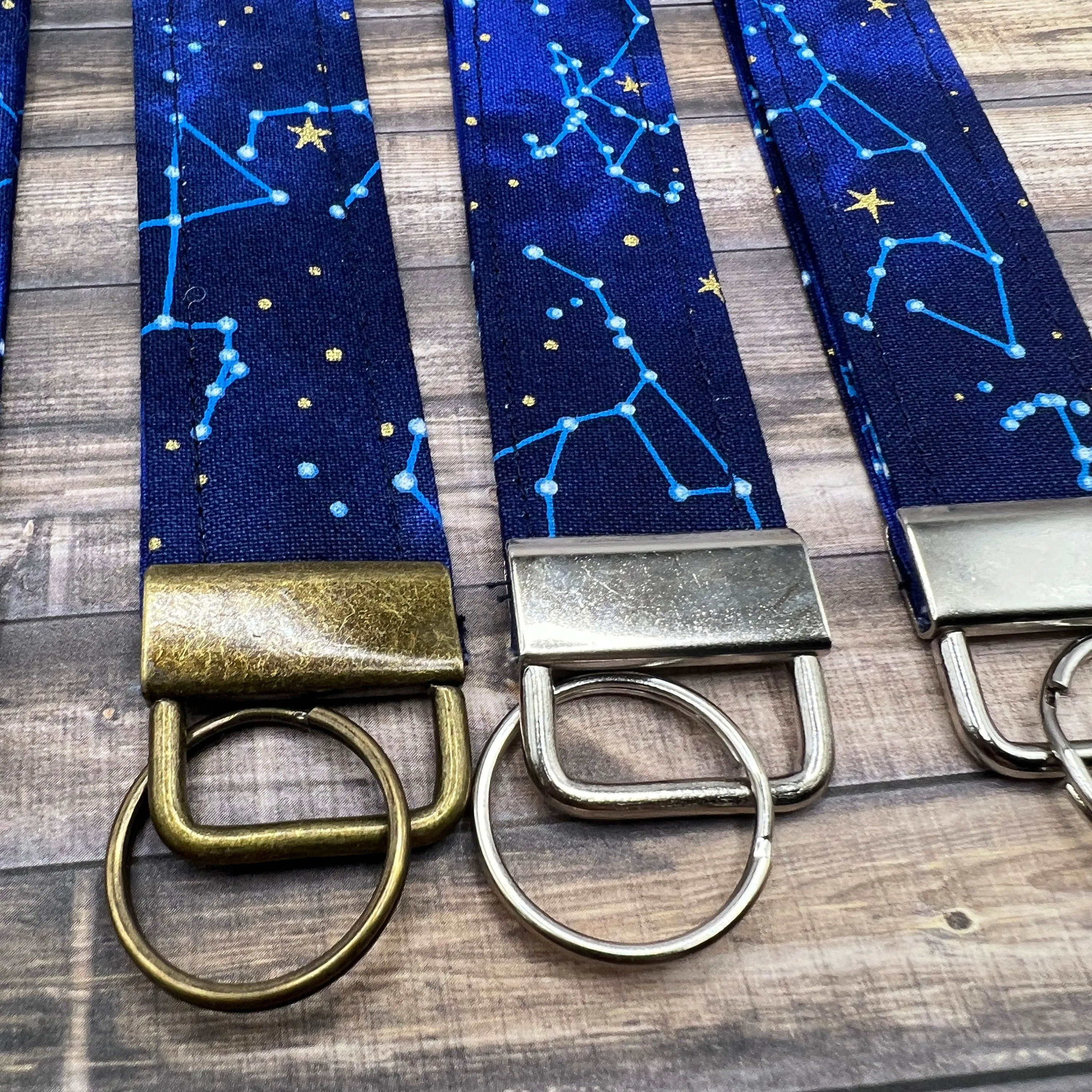 Handmade    Celestial Print  , Space, Stars 6" Fabric Key Fob Keyfob Keychain Wristlet Keys