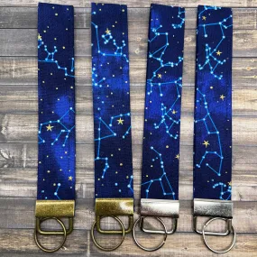 Handmade    Celestial Print  , Space, Stars 6" Fabric Key Fob Keyfob Keychain Wristlet Keys