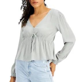 HIPPIE ROSE - Tie Waist Top In Peri Ivory Floral
