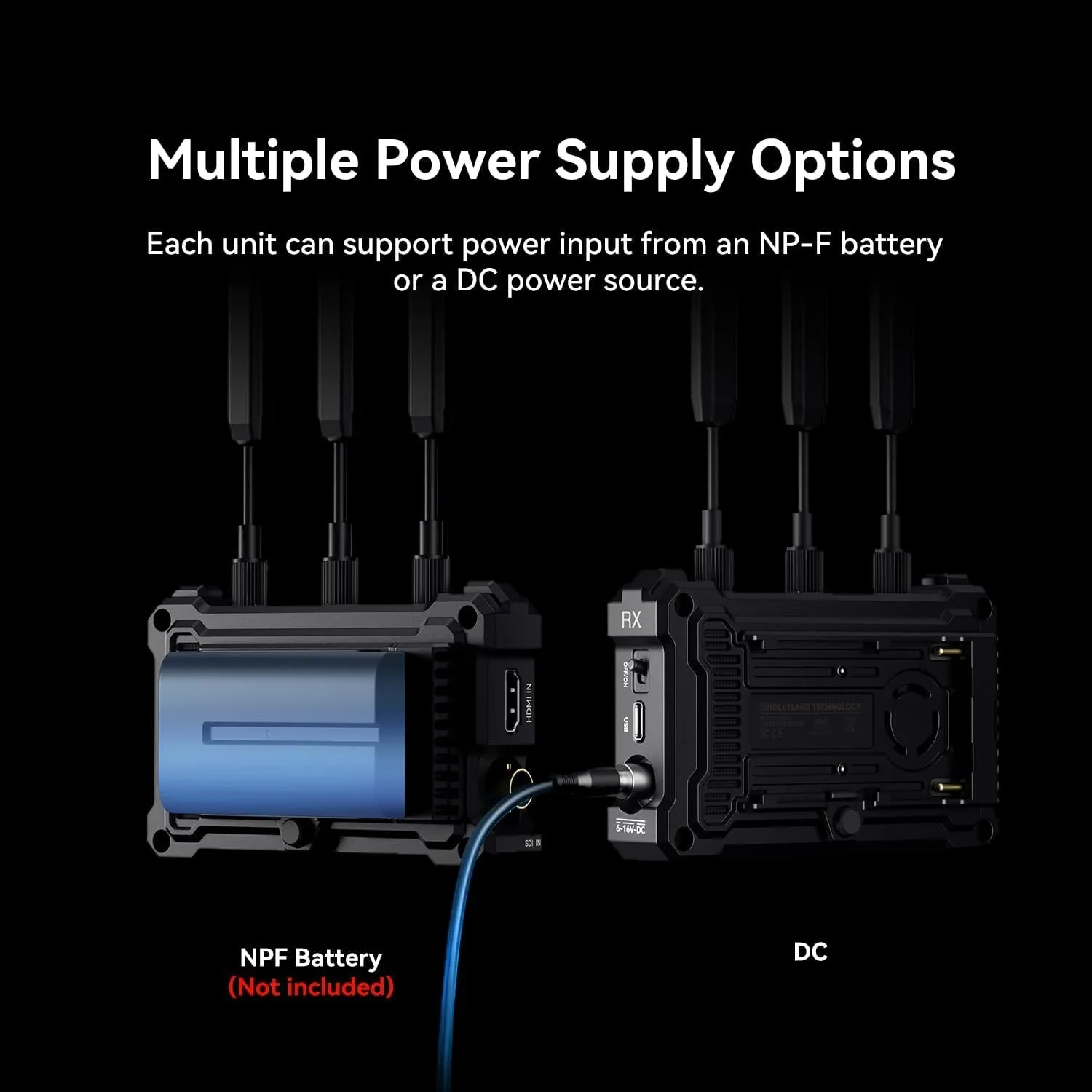 HOLLYLAND PYRO S HDMI / SDI Wireless 4K 30fps UHD Video Transmission System TX Transmitter   RX Receiver with Max 1300ft LOS Range, 50ms Low Latency, UVC & RTMP Streaming, Multi Power Supply Options for Live Broadcasting, Videography