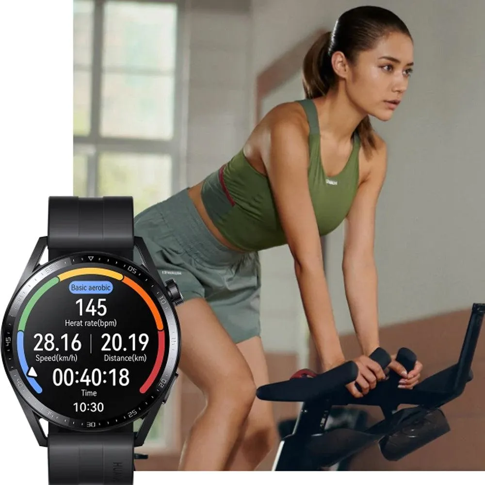 Huawei Watch GT 3 MIL-B19 (42mm - GPS) Black Stainless Steel Case With Black Fluoroelastomer Strap