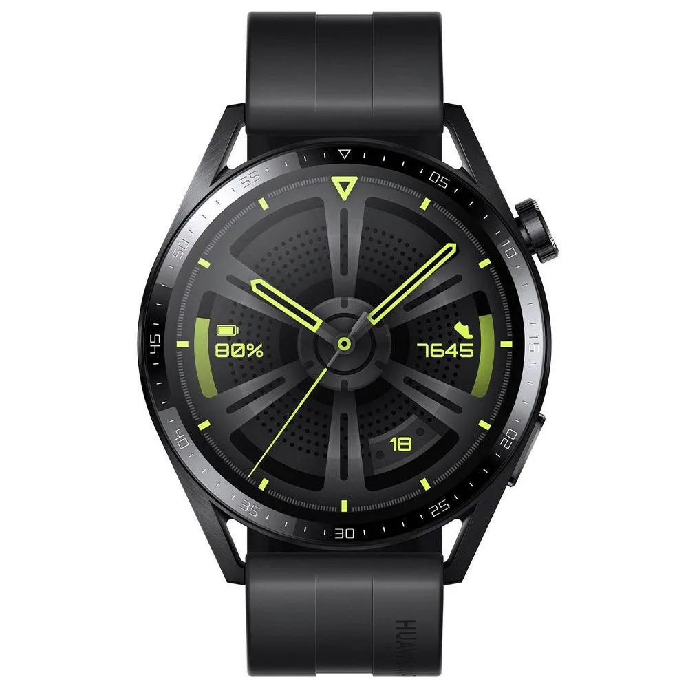 Huawei Watch GT 3 MIL-B19 (42mm - GPS) Black Stainless Steel Case With Black Fluoroelastomer Strap
