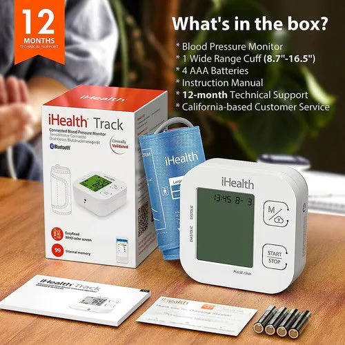 iHealth Track Smart Upper Arm Blood Pressure Monitor, Bluetooth